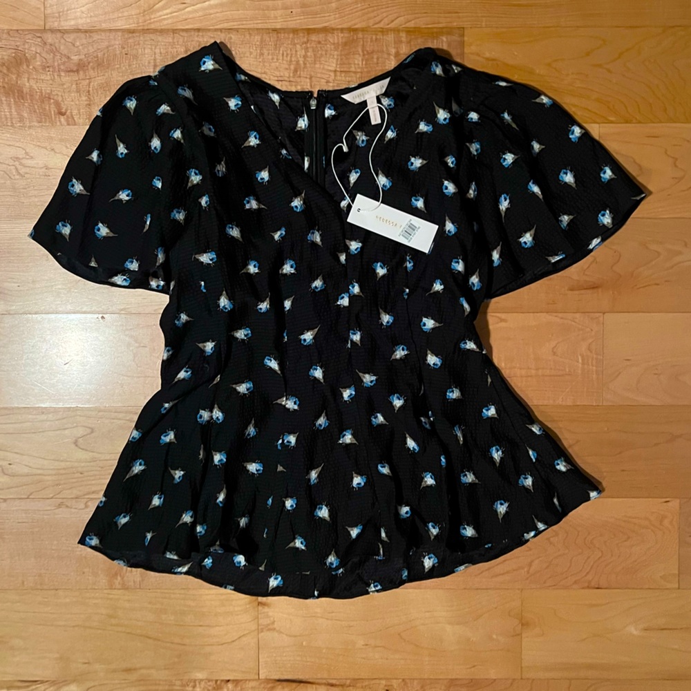 NWT Rebecca Taylor Blouse Flounce Sleeves